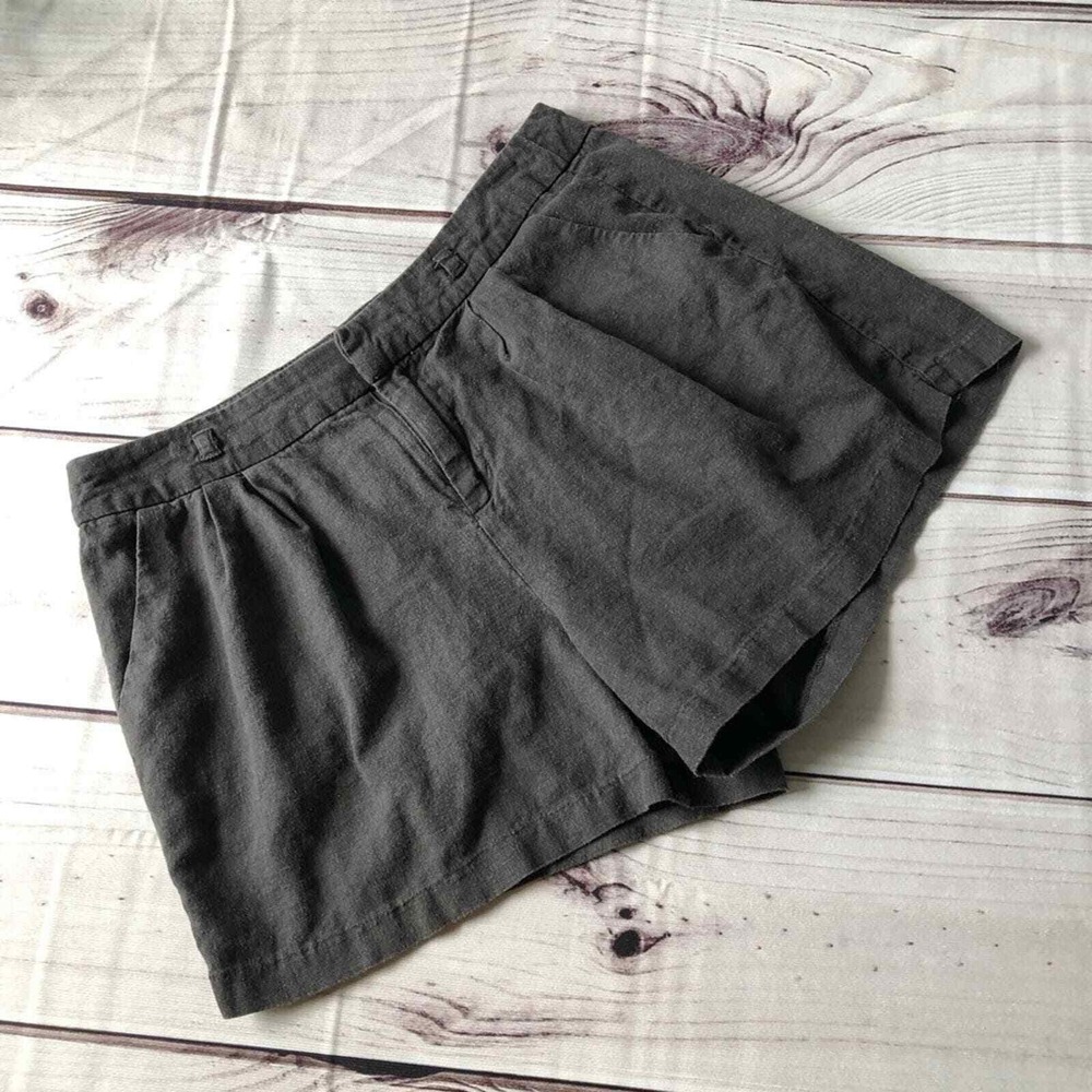 Old Navy Linen Blend Shorts Womens Size 4 Charcoal Grey Pleated Casual‎ Summer